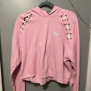 cropped pink hoodie